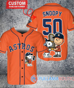 Houston Astros x Snoopy and Charlie Brown with Trophy Baseball Jersey Orange