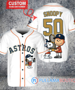 Houston Astros x Snoopy and Charlie Brown with Trophy Baseball Jersey White