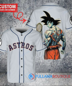 Houston Astros x Son Goku Kakarot Super Saiyan Dragon Ball Z with Trophy Baseball Jersey Gray