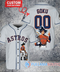 Houston Astros x Son Goku Kakarot Super Saiyan Dragon Ball Z with Trophy Baseball Jersey Gray V2