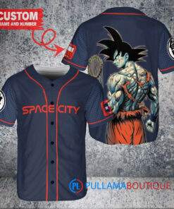 Houston Astros x Son Goku Kakarot Super Saiyan Dragon Ball Z with Trophy Baseball Jersey Navy City Connect