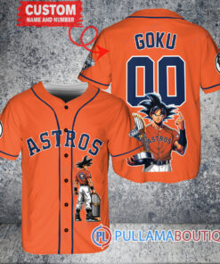 Houston Astros x Son Goku Kakarot Super Saiyan Dragon Ball Z with Trophy Baseball Jersey Orange V2