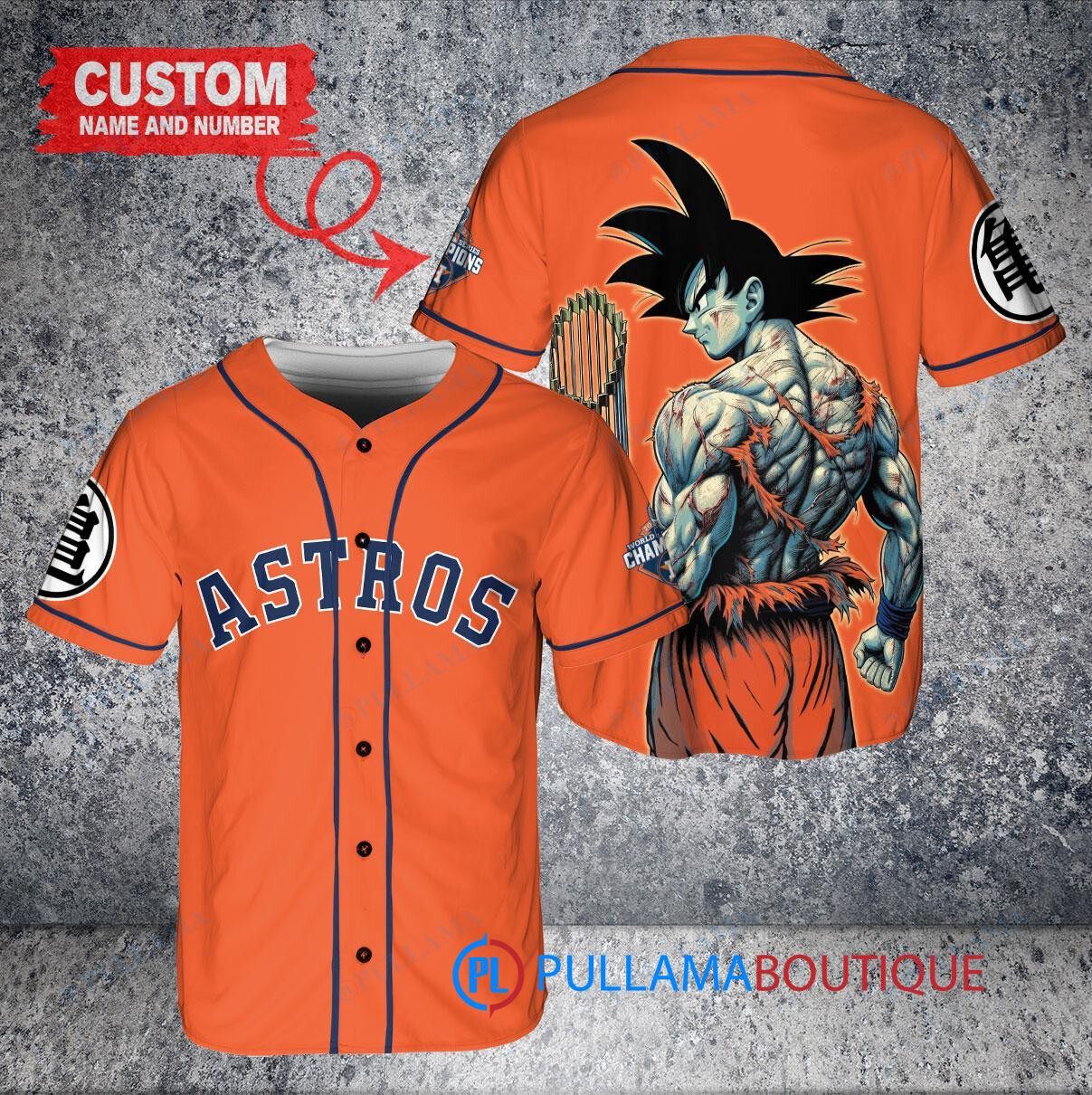 Atlanta Braves x Son Goku Kakarot Super Saiyan Dragon Ball Z with Trophy Baseball Jersey Gray