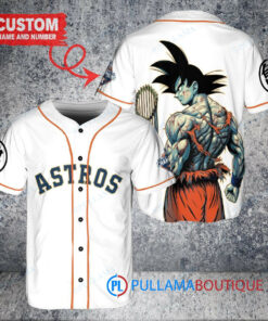 Houston Astros x Son Goku Kakarot Super Saiyan Dragon Ball Z with Trophy Baseball Jersey White