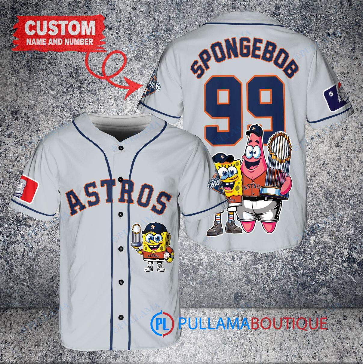 St. Louis Cardinals x SpongeBob SquarePants with Trophy Custom Baseball Jersey Light Blue