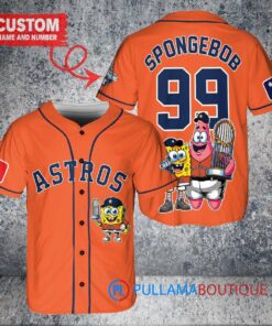 Houston Astros x SpongeBob SquarePants with Trophy Custom Baseball Jersey Orange