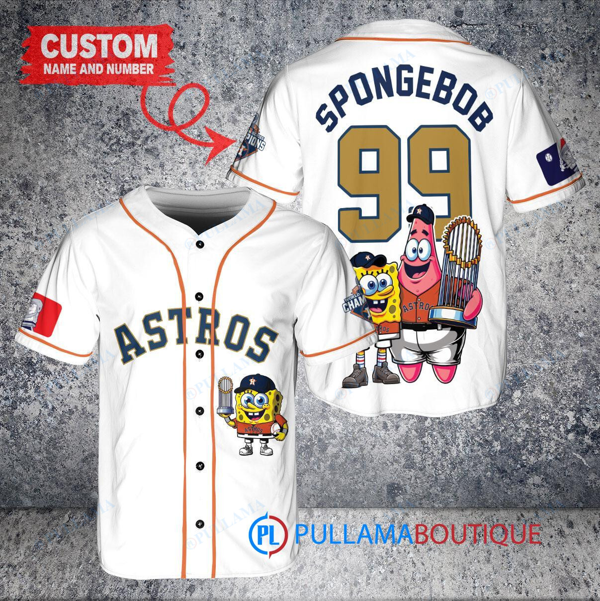 Los Angeles Angels x SpongeBob SquarePants with Trophy Custom Baseball Jersey Red