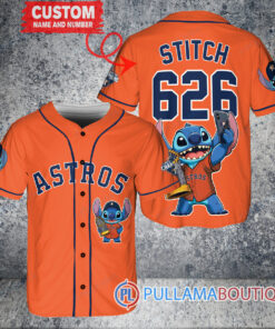 Houston Astros x Stitch with Trophy Baseball Jersey Orange