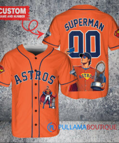 Houston Astros x Superman DC Comics with Trophy Custom Baseball Jersey Orange