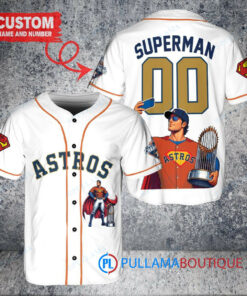 Houston Astros x Superman DC Comics with Trophy Custom Baseball Jersey White