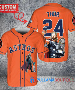 Houston Astros x Thor Marvel with Trophy Custom Baseball Jersey Orange