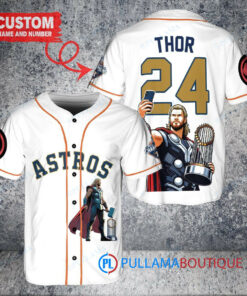 Houston Astros x Thor Marvel with Trophy Custom Baseball Jersey White