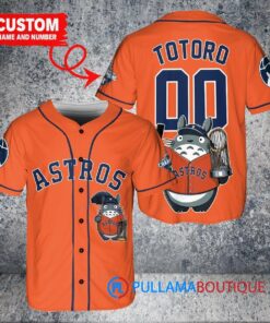 Houston Astros x Totoro Studio Ghibli with Trophy Custom Baseball Jersey Orange