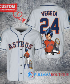 Houston Astros x Vegeta Super Saiyan Dragon Ball Z with Trophy Custom Baseball Jersey Gray