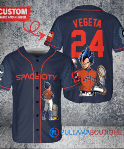 Houston Astros x Vegeta Super Saiyan Dragon Ball Z with Trophy Custom Baseball Jersey Navy City Connect