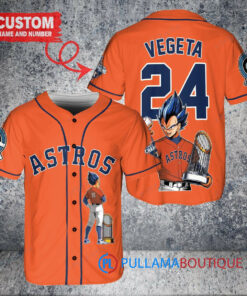 Houston Astros x Vegeta Super Saiyan Dragon Ball Z with Trophy Custom Baseball Jersey Orange