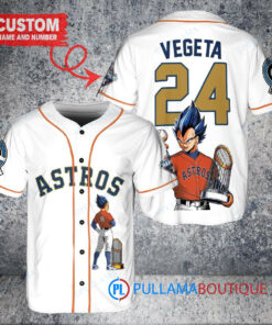 Houston Astros x Vegeta Super Saiyan Dragon Ball Z with Trophy Custom Baseball Jersey White