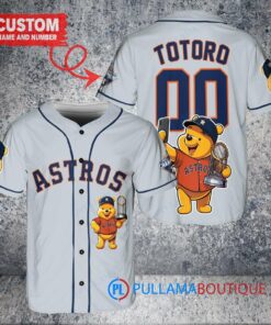 Houston Astros x Winnie the Pooh with Trophy Custom Baseball Jersey Gray