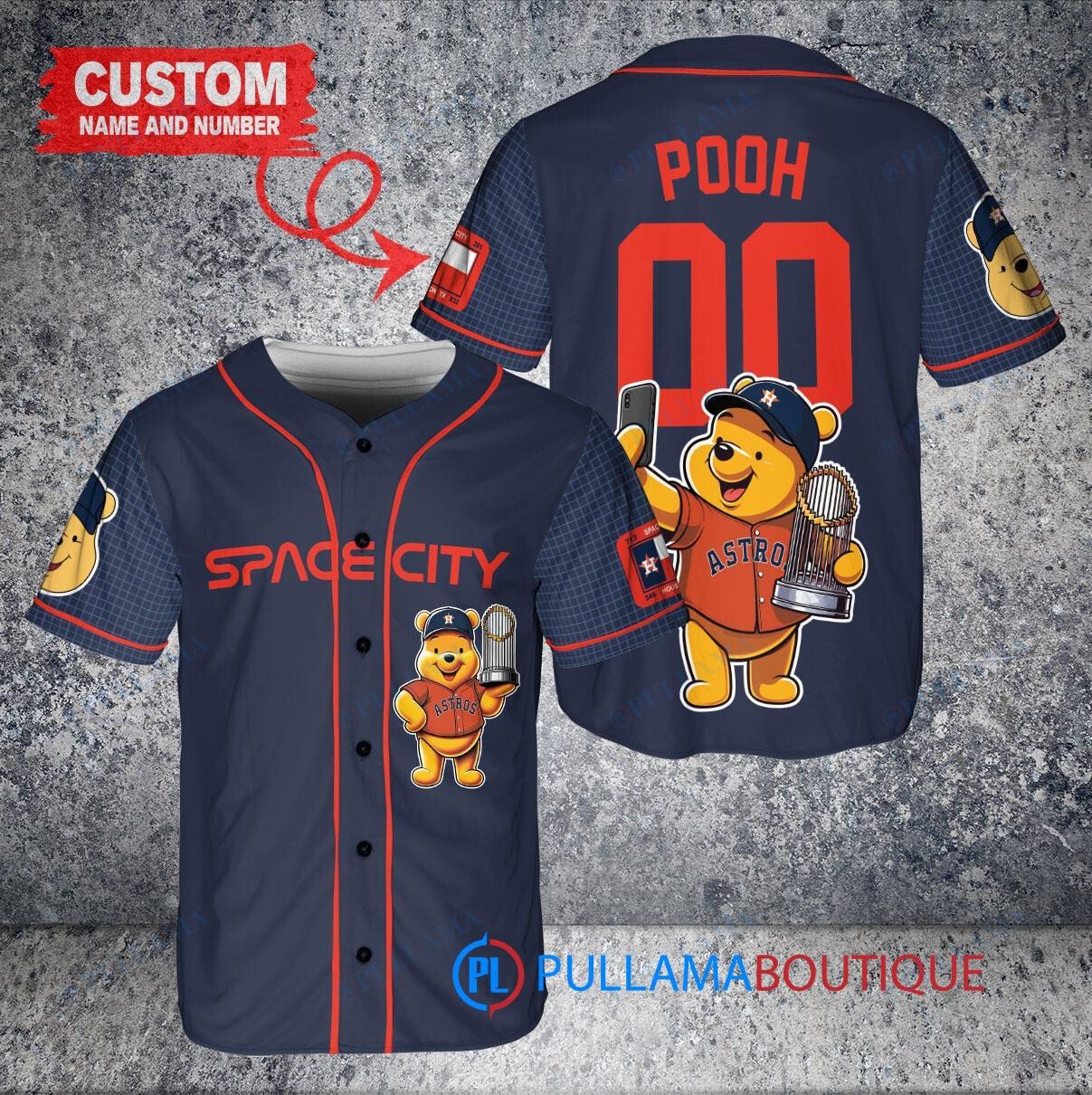 Milwaukee Brewers x Winnie the Pooh with Trophy Custom Baseball Jersey White