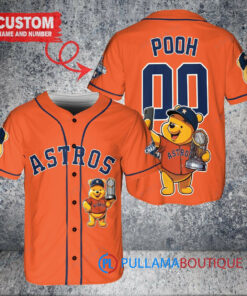 Houston Astros x Winnie the Pooh with Trophy Custom Baseball Jersey Orange