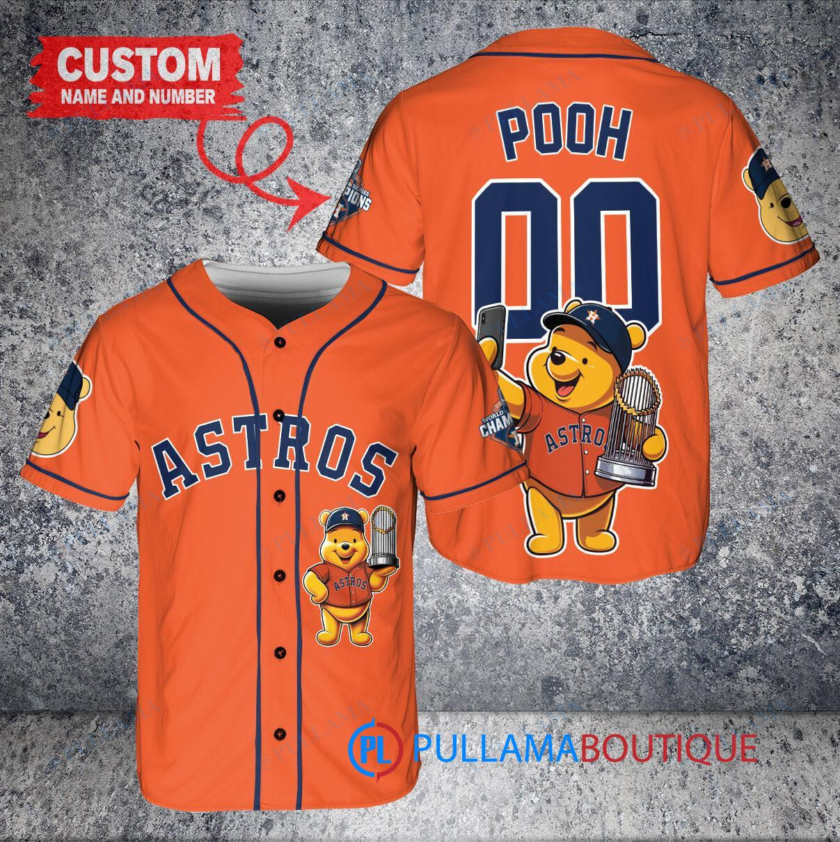 Cincinnati Reds x Winnie the Pooh with Trophy Custom Baseball Jersey Red