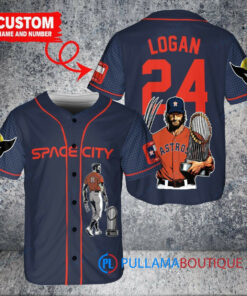 Houston Astros x Wolverine Logan with Trophy Custom Baseball Jersey Navy City Connect