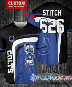 Indianapolis Colts Stitch Custom Baseball Jersey Royal-Black