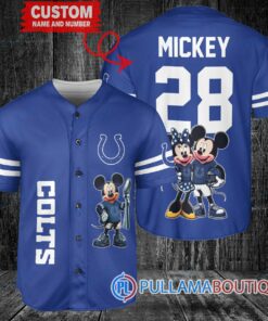 Indianapolis Colts x Mickey and Minnie with Trophy Custom Baseball Jersey Royal