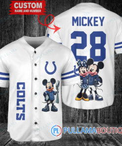 Indianapolis Colts x Mickey and Minnie with Trophy Custom Baseball Jersey White