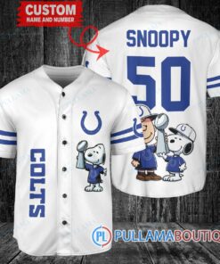 Indianapolis Colts x Snoopy and Charlie Brown with Trophy Custom Baseball Jersey White