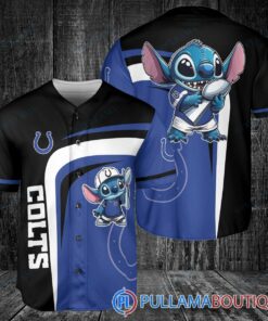 Indianapolis Colts x Stitch with Trophy Baseball Jersey Royal-Black