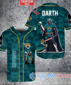 Jacksonville Jaguars x Darth Vader Star Wars with Trophy Custom Baseball Jersey Teal Military