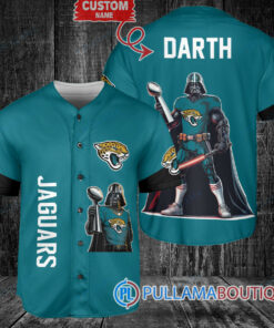 Jacksonville Jaguars x Darth Vader Star Wars with Trophy Custom Baseball Jersey Teal