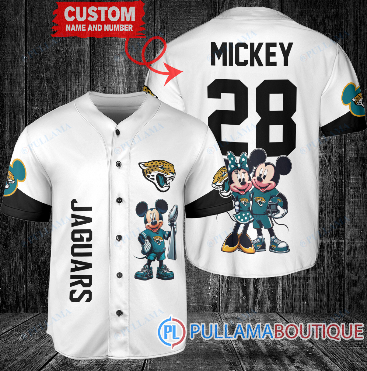 Tennessee Titans x Mickey and Minnie with Trophy Custom Baseball Jersey Navy