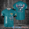 Carolina Panthers x Stitch with Trophy Baseball Jersey Black-Blue