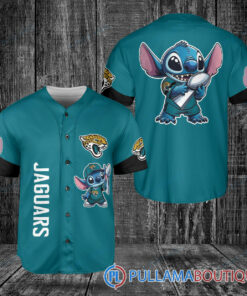 Jacksonville Jaguars x Stitch with Trophy Baseball Jersey Teal