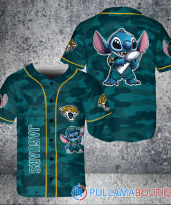 Jacksonville Jaguars x Stitch with Trophy Baseball Jersey Teal Military