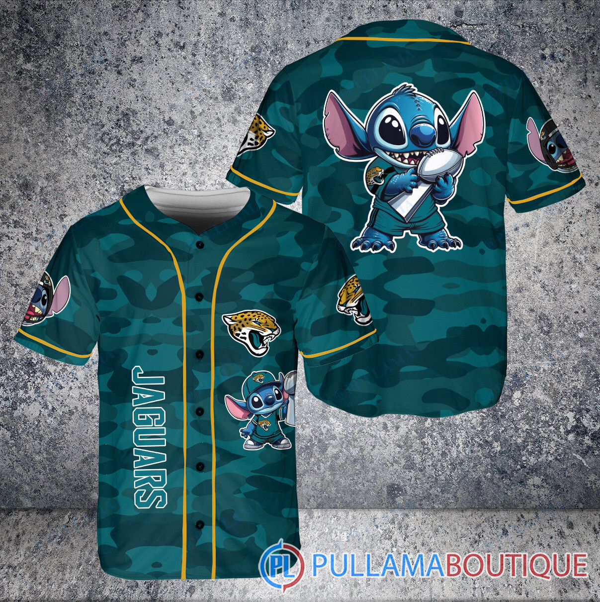 Green Bay Packers x Stitch with Trophy Baseball Jersey Gold