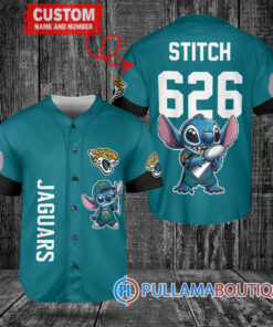 Jacksonville Jaguars x Stitch with Trophy Custom Baseball Jersey Teal