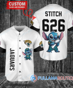 Jacksonville Jaguars x Stitch with Trophy Custom Baseball Jersey White