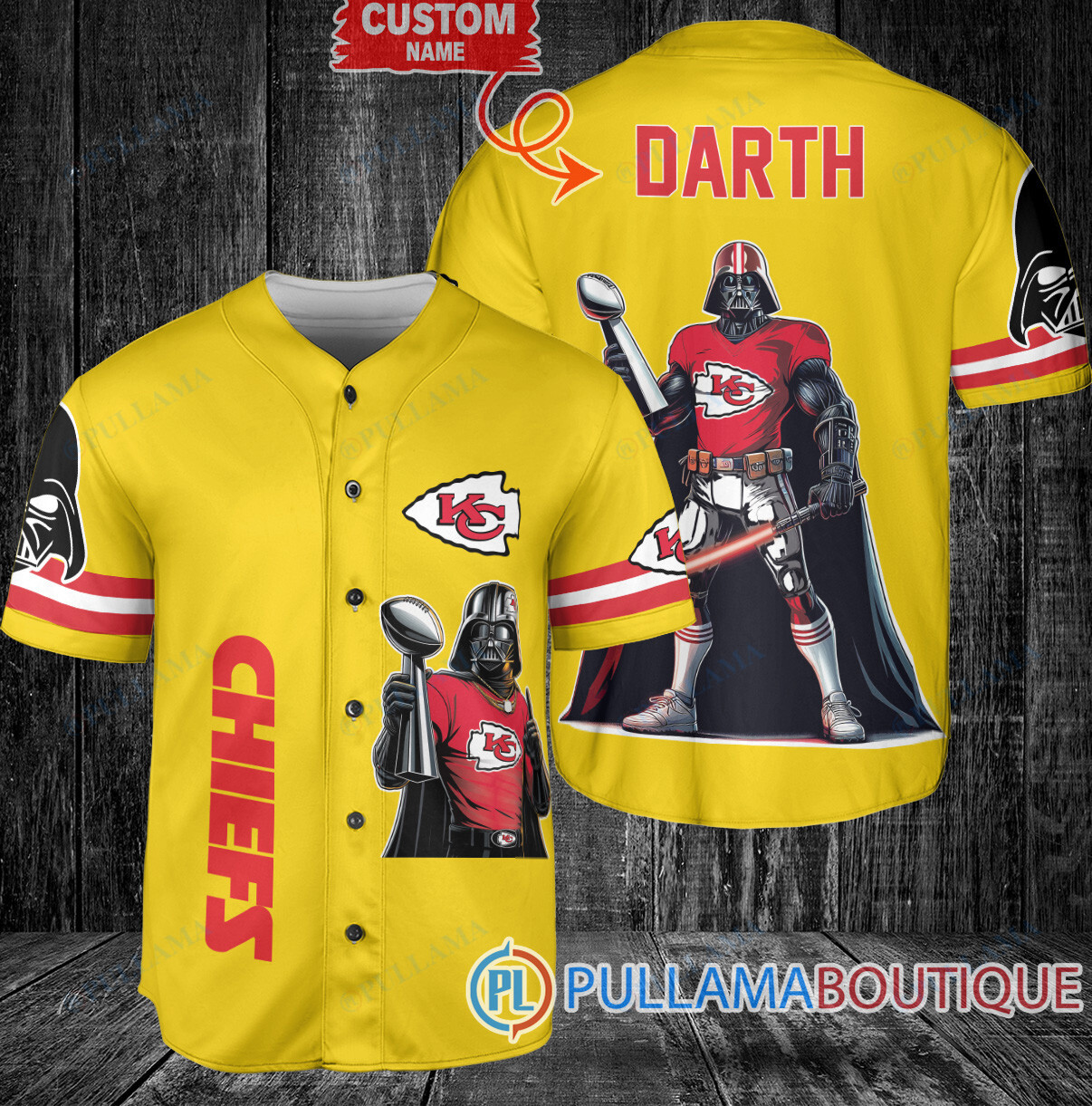 Buffalo Bills x Darth Vader Star Wars with Trophy Custom Baseball Jersey Royal