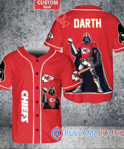 Kansas City Chiefs x Darth Vader Star Wars with Trophy Custom Baseball Jersey Red