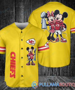 Kansas City Chiefs x Mickey and Minnie with Trophy Baseball Jersey Gold