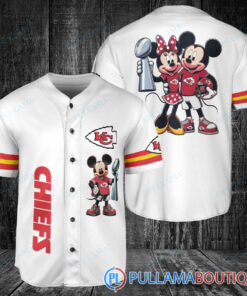 Kansas City Chiefs x Mickey and Minnie with Trophy Baseball Jersey White