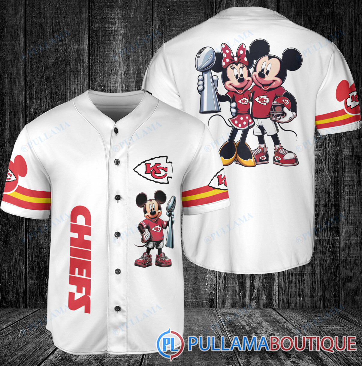 Minnesota Vikings x Mickey and Minnie with Trophy Baseball Jersey Purple