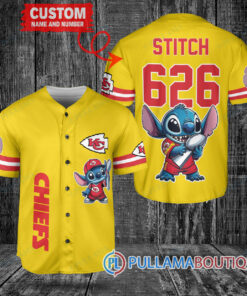 Kansas City Chiefs x Stitch with Trophy Custom Baseball Jersey Gold