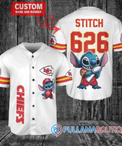 Kansas City Chiefs x Stitch with Trophy Custom Baseball Jersey White