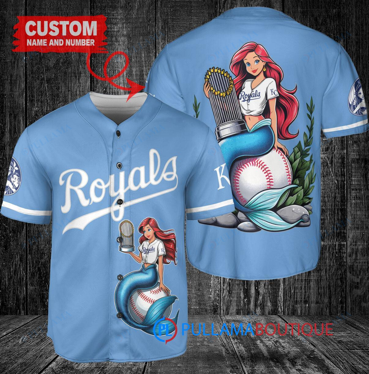 Houston Astros x Ariel Mermaid with Trophy Custom Baseball Jersey White