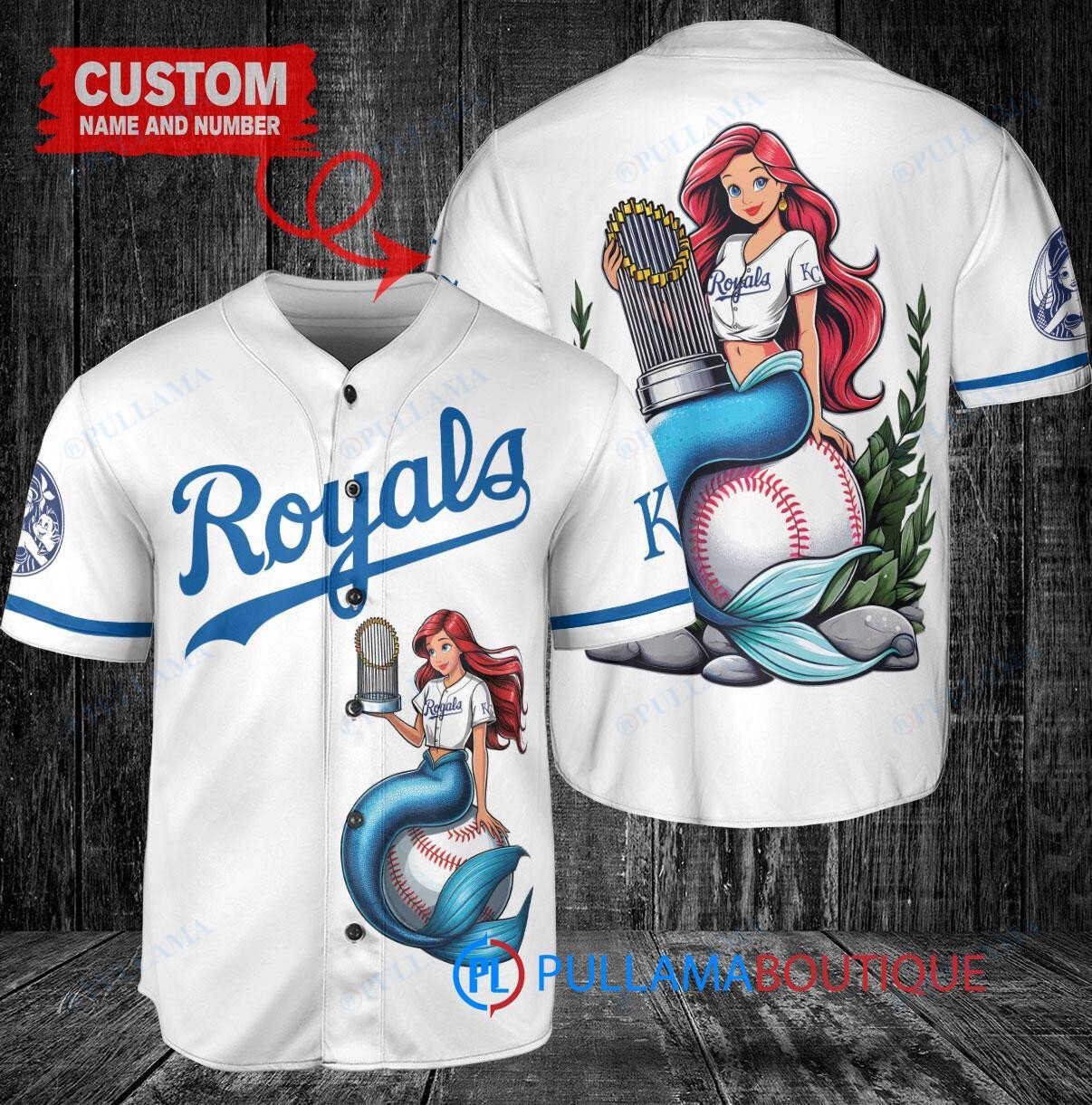 Houston Astros x Ariel Mermaid with Trophy Custom Baseball Jersey Navy City Connect