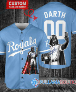 Kansas City Royals x Darth Vader Star Wars with Trophy Baseball Jersey Light Blue